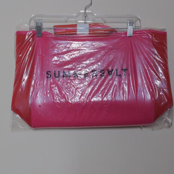 Summersalt x FabFitFun The Perfect Beach Tote Neoprene Red Pink - Picture 2 of 4